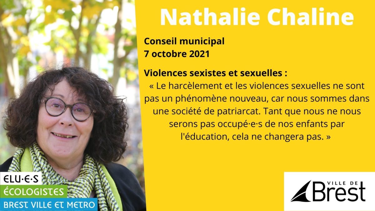 Intervention de Nathalie Chaline sur les violences sexistes et sexuelles en Conseil municipal