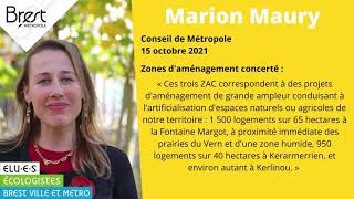 Intervention de Marion Maury, élue écologiste, sur les zones d'aménagement concerté de la Fontaine Margot, Kerlinou et Kerarmerrien à Brest