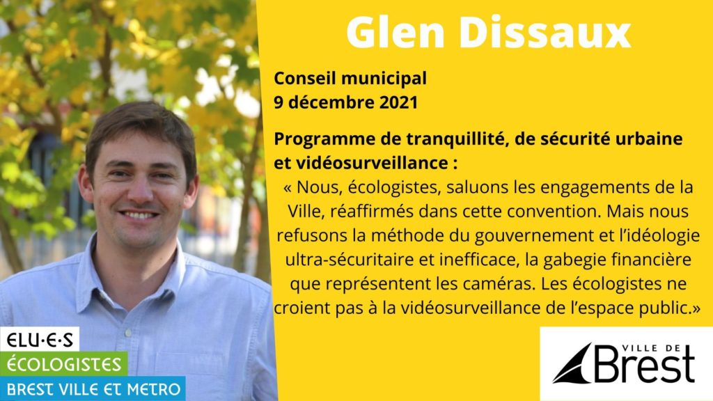 Intervention de Glen Dissaux sur la sécurité et la vidéosurveillance à Brest