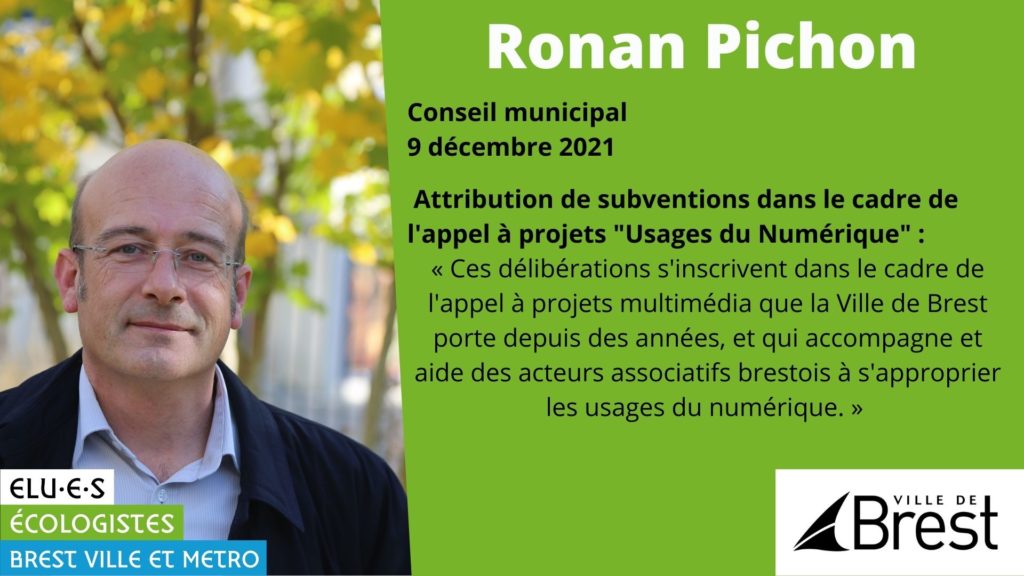 Intervention de Ronan Pichon sur l'appel à projets usages du numérique