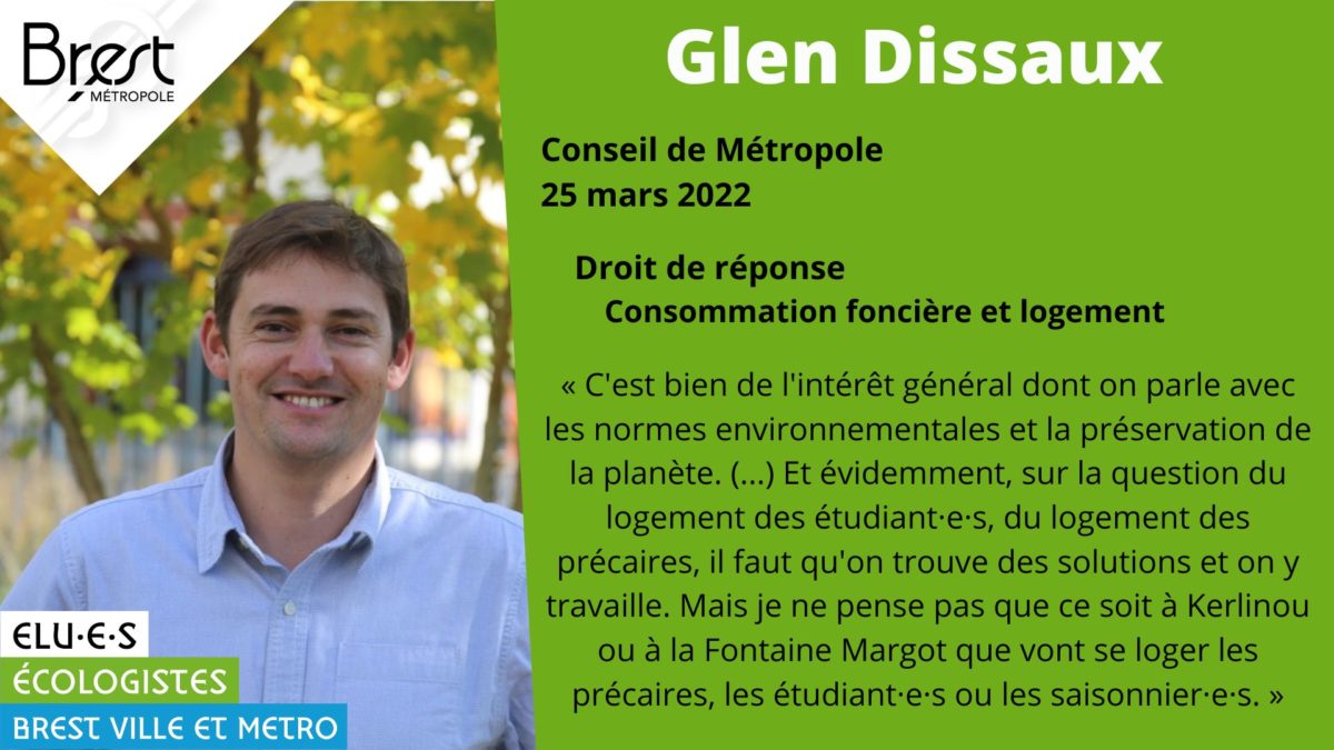 Intervention de Glen Dissaux en Conseil de Métropole sur la possibilité d'allier cadre de vie, soutien aux précaires et protection de l'environnement.