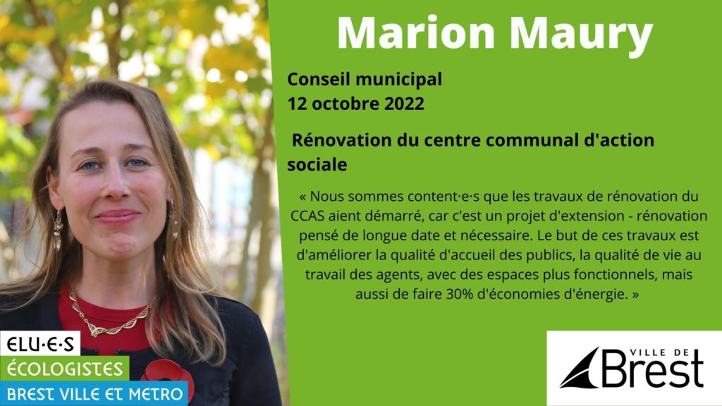 Marion Maury, adjointe à l'action sociale, a présenté le projet de rénovation du centre communal d'action sociale CCAS de Brest.