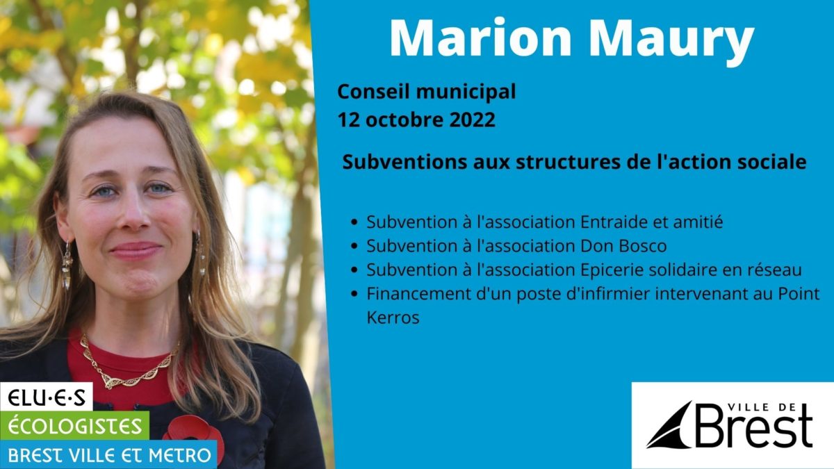 Marion Maury, adjointe à l'action sociale, a présenté différents dispositifs de soutien aux structures de l'aide sociale lors du Conseil municipal du 12 octobre 2022.