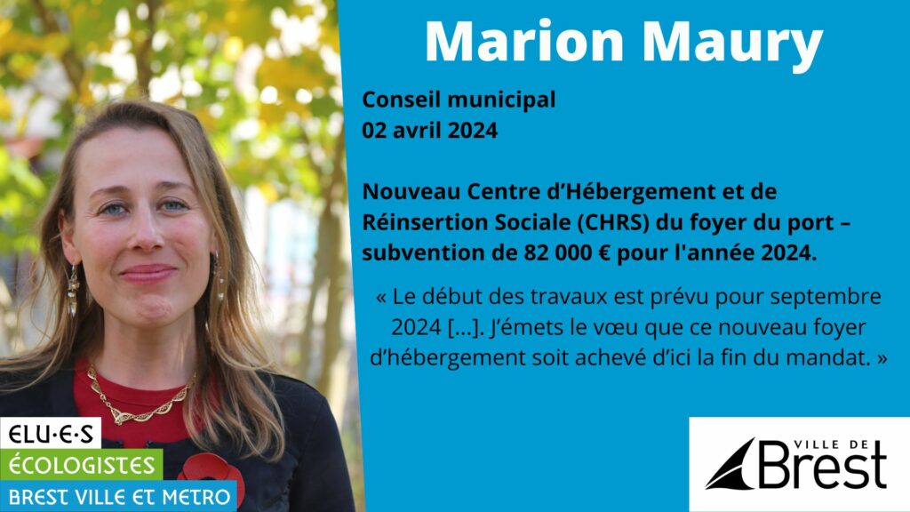 Marion Maury - Conseil Municipal du 2 avril 2024 reconstruction foyer du port