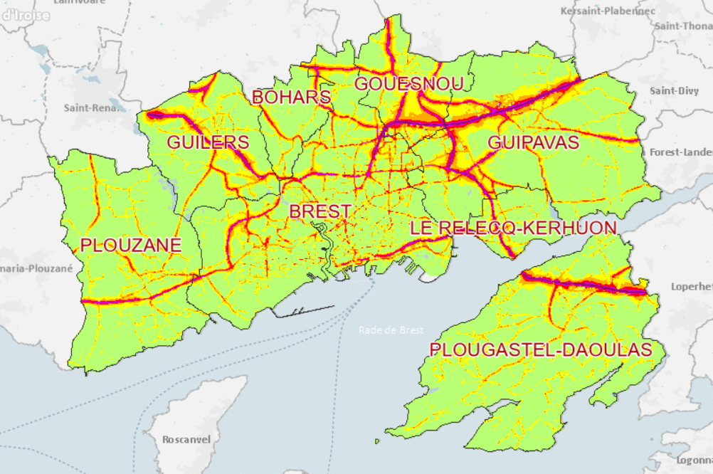 carte du bruit brest métropole